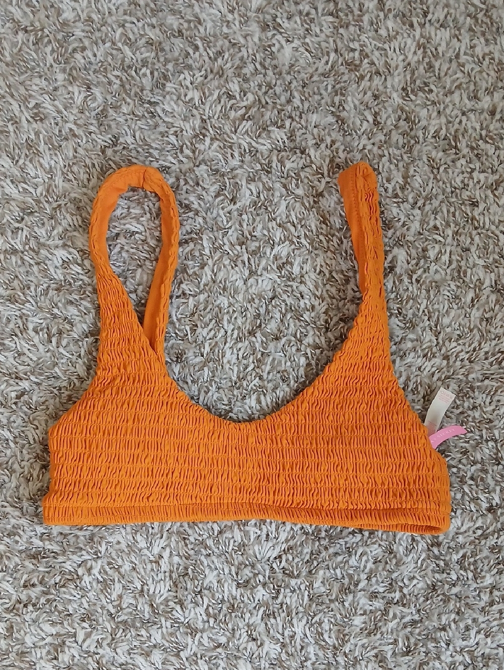 Victoria's Secret Size XS Orange Smocked Bikini Top Lightly Padded